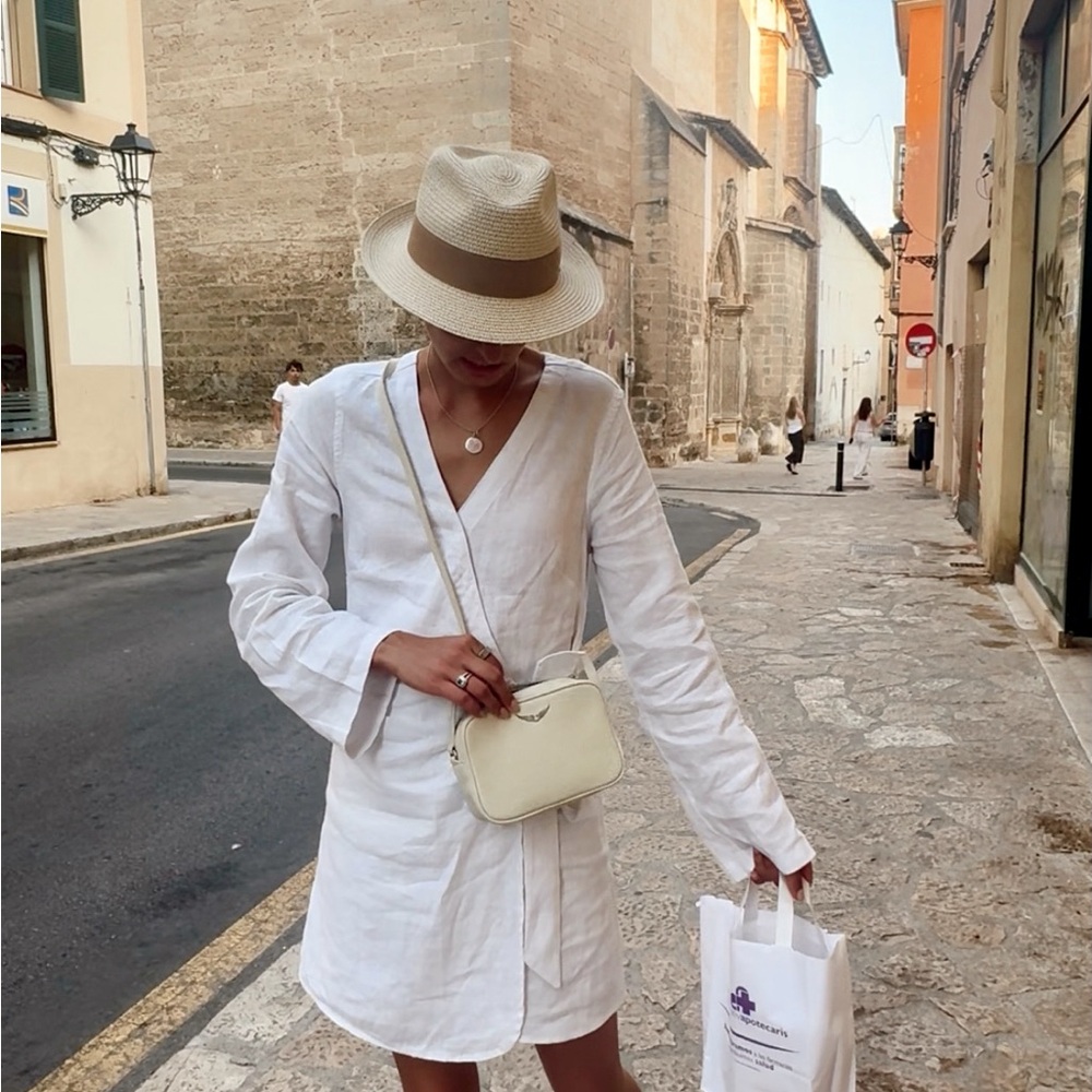 Linen Wrap Mini Dress